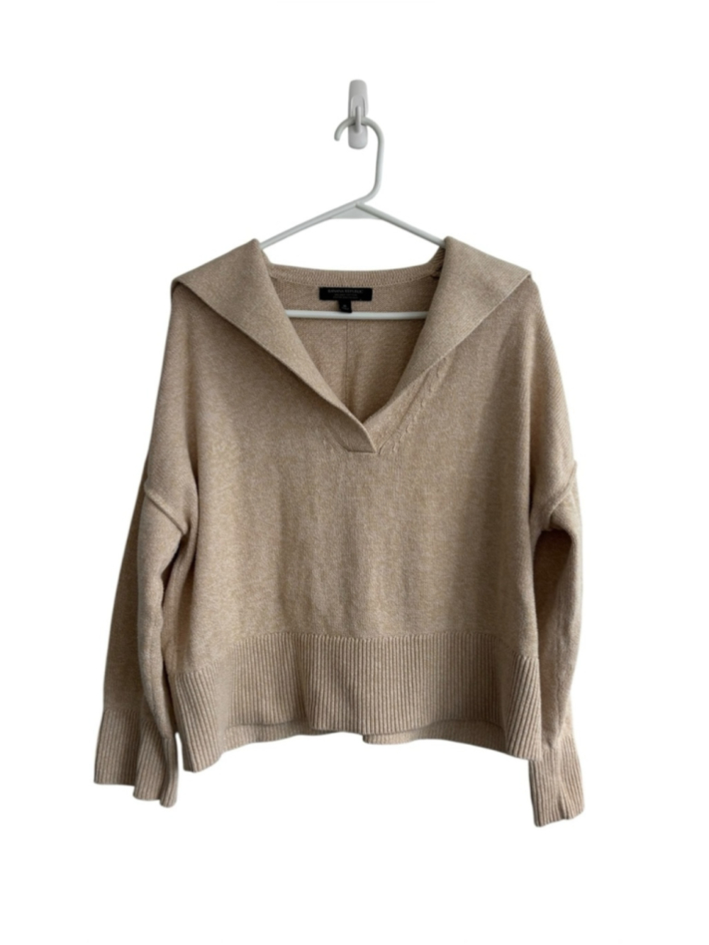 Banana Republic Sailor Sweater in Iced Latte Beige Organic Cotton Sz M Neutral